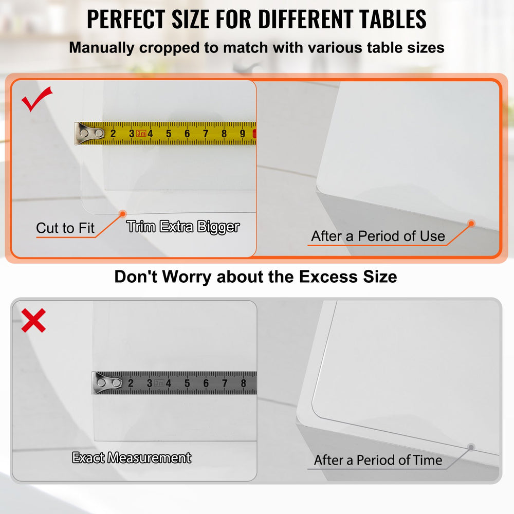 VEVOR Thick Plastic Table Cover 84x 42 Inch Thick Clear Table Protector Clear PVC Tablecloth Table Top Protector 1.5mm Thick Table Cover Rectangular Table Pads for Dining Room Table Desk