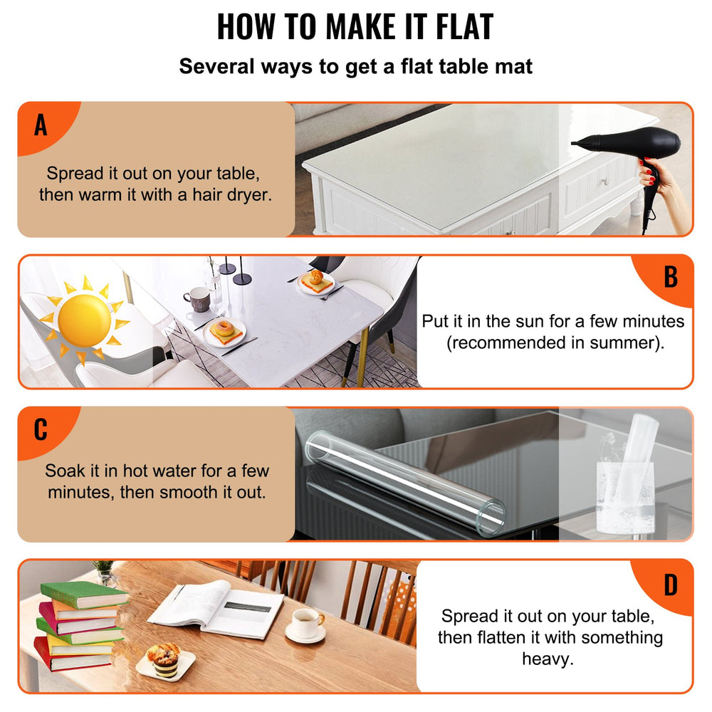 VEVOR Thick Table Cover 96x 42 Inch Thick Clear Table Protector Clear PVC Tablecloth Table Top Protector 2mm Thick Table Cover Rectangular Table Pads for Dining Room Table Desk