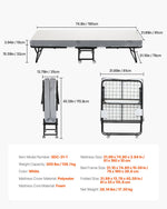 VEVOR Rollaway Bed, 31 in x 75 in Folding Bed with 4 in Mattress, Twin Size Foldable Bed with Sturdy Metal Frame & Memory Foam Mattress, Portable Twin Roll Away Bed with Mattress, for Adults, Guest