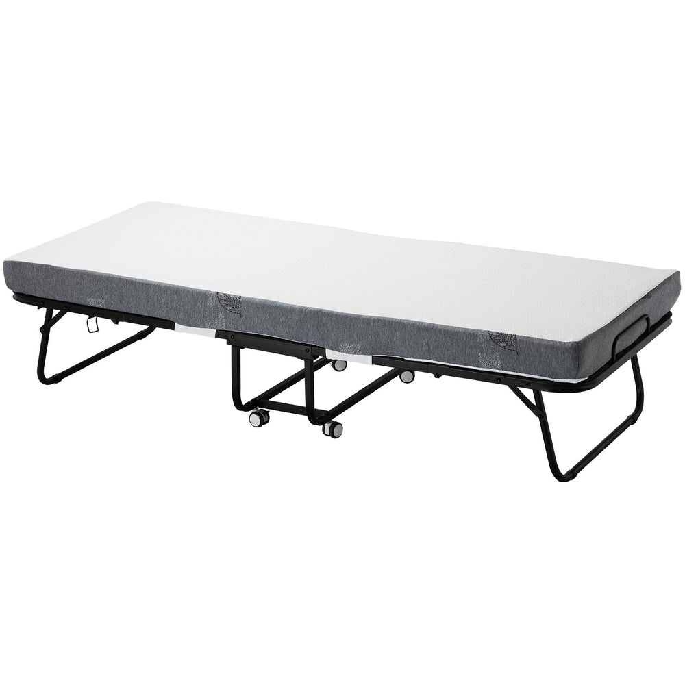 VEVOR Rollaway Bed, 31 in x 75 in Folding Bed with 4 in Mattress, Twin Size Foldable Bed with Sturdy Metal Frame & Memory Foam Mattress, Portable Twin Roll Away Bed with Mattress, for Adults, Guest