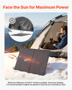 VEVOR 200W Foldable Solar Panel with Frame, 23% High-Efficiency Portable Monocrystalline Solar Panel Charger with 30A PWM Controller & MC4 Output, IP67 Waterproof for Camping, Hiking, RV Trips