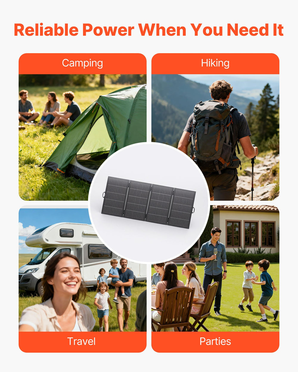 VEVOR 400W Foldable Solar Panel with Frame, 16BB N-Type Monocrystalline Solar Panel Charger 24% Efficiency, IP67 Waterproof with MC4 Output & 10-in-1 DC Adapter for Power Stations Camping Hiking Trips