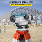 VEVOR Automatic Optical Level, 26X, 40 mm Aperture Auto Level Kit with Magnetic Dampened Compensator and Transport Lock, Height Distance Angle Measuring Tool with Hard Plastic Case, IP54 Waterproof
