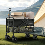 VEVOR Double Decker Wagon Collapsible, 400L Heavy Duty Folding Wagon Cart, Extended Long Garden Cart with All-Terrain Wheels, Support Up to 450lbs, Outdoor Utility Wagon for Camping, Sports, Shopping