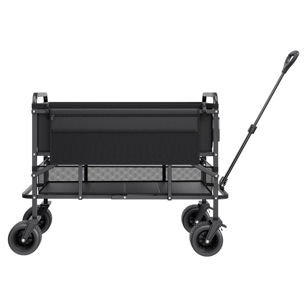 VEVOR Double Decker Wagon Collapsible, 400L Heavy Duty Folding Wagon Cart, Extended Long Garden Cart with All-Terrain Wheels, Support Up to 450lbs, Outdoor Utility Wagon for Camping, Sports, Shopping