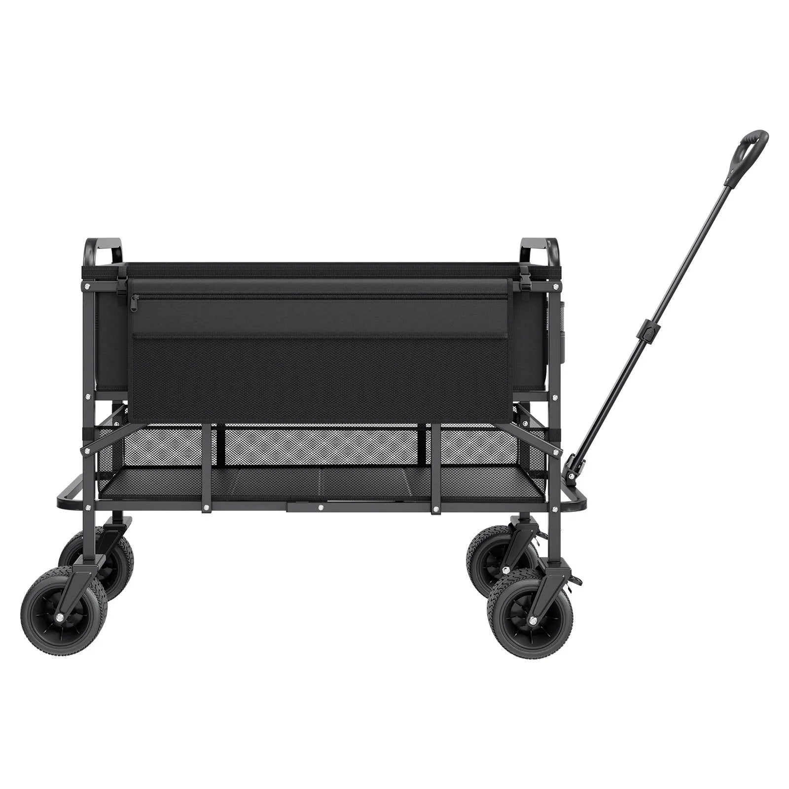 VEVOR Double Decker Wagon Collapsible, 400L Heavy Duty Folding Wagon Cart, Extended Long Garden Cart with All-Terrain Wheels, Support Up to 450lbs, Outdoor Utility Wagon for Camping, Sports, Shopping