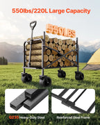 VEVOR Collapsible Folding Wagon, 550lb Load & 220L, 2 in 1 Foldable Wagon Cart Converts to Bench, Utility Wagon with Adjustable Handle, Outdoor Cart for Groceries Shopping, Camping, Gardening