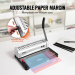 VEVOR Binding Machine, Comb Binding Machine 21-Holes Binding 450 Sheets, Book Binder Machine with 100 PCS 9.53 mm Comb Binding Spines, for Letter Size, A4, A5