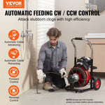 VEVOR Drain Cleaner Machine Electric Drain Auger 30.5m x 9.52mm Auto Feed