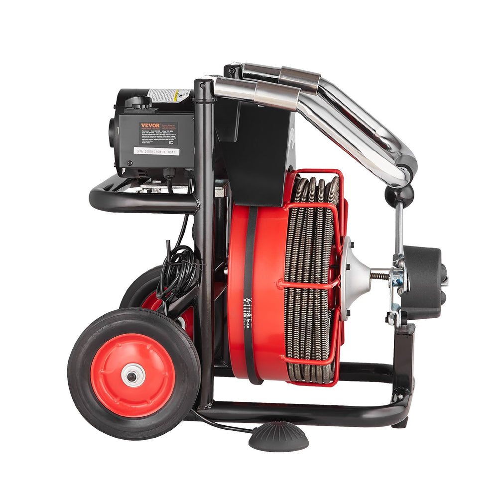 VEVOR Drain Cleaner Machine Electric Drain Auger 30.5m x 9.52mm Auto Feed
