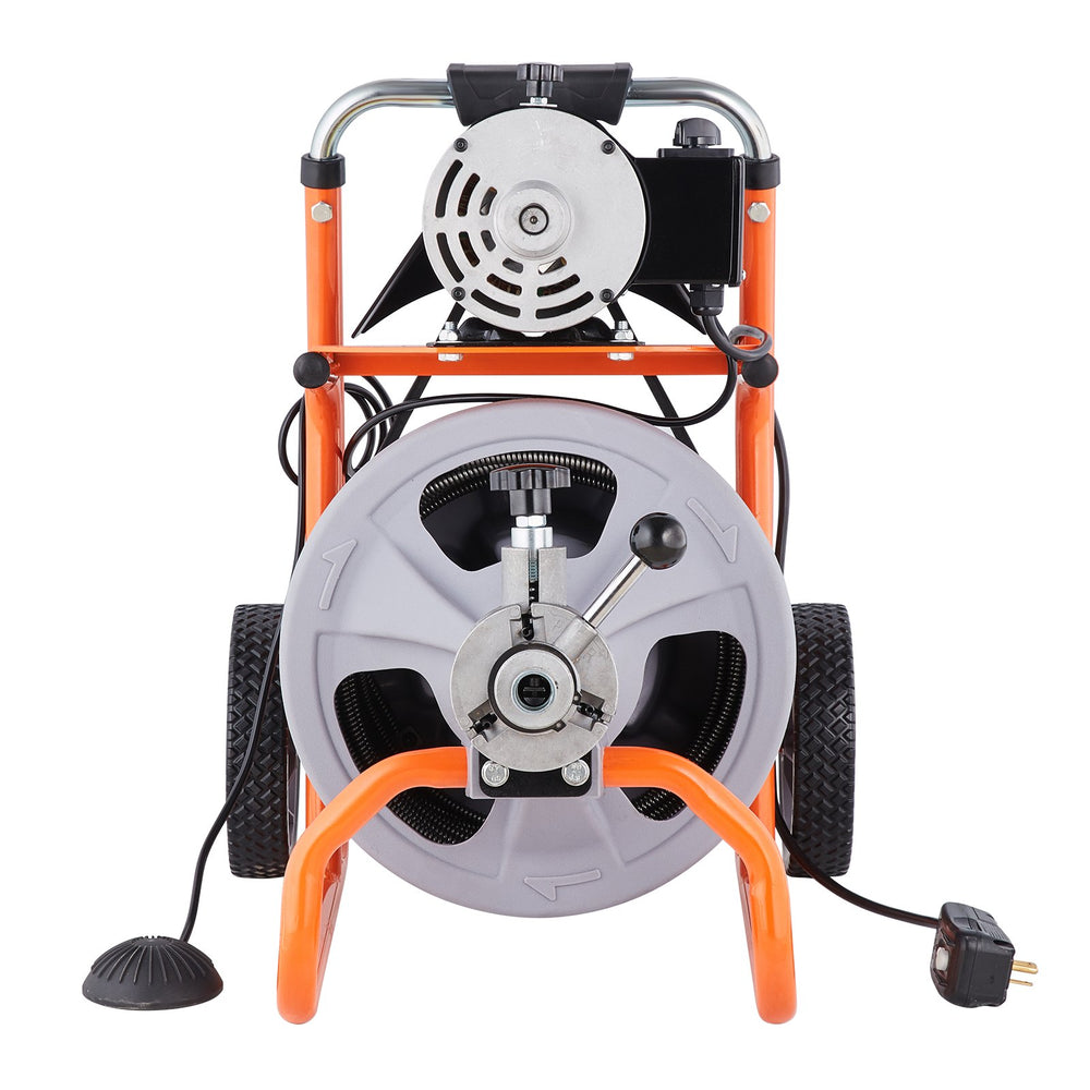 VEVOR Drain Cleaner Machine 30.5m x 9.5mm Auto Feed with Wheels & 8 Cutters