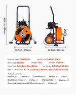 VEVOR Drain Cleaner Machine Electric Drain Auger 50 FT x 1/2 In Auto Feed