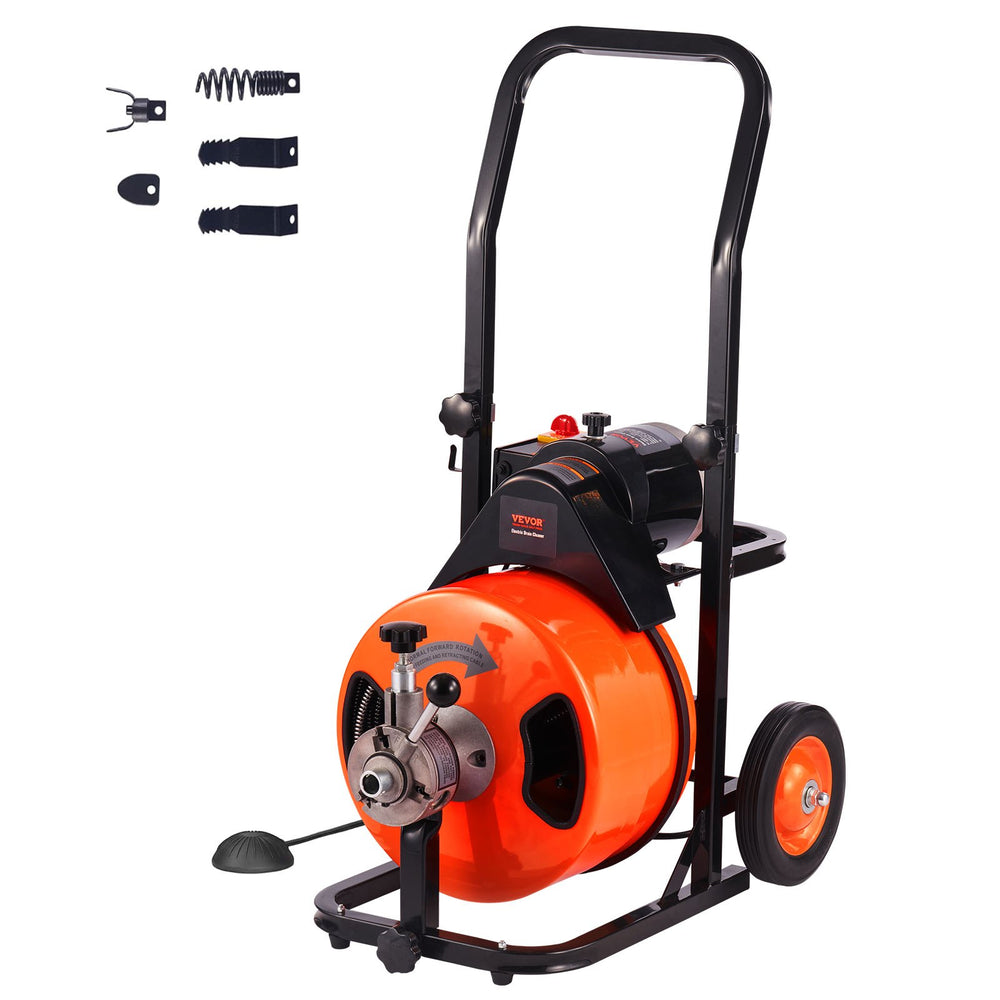 VEVOR Drain Cleaner Machine Electric Drain Auger 3048 x 1.3 cm Auto Feed