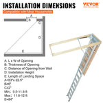 VEVOR Attic Ladder Foldable, 158.8 kg Capacity, 57.15 cm x 160 cm, Multi-Purpose Aluminium Extension, Lightweight and Portable, Fits 2.9m-3.7m Ceiling Heights, Convenient Access to Your Attic Standard