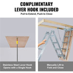 VEVOR Attic Ladder Foldable, 158.8 kg Capacity, 57.15 cm x 160 cm, Multi-Purpose Aluminium Extension, Lightweight and Portable, Fits 2.9m-3.7m Ceiling Heights, Convenient Access to Your Attic Standard