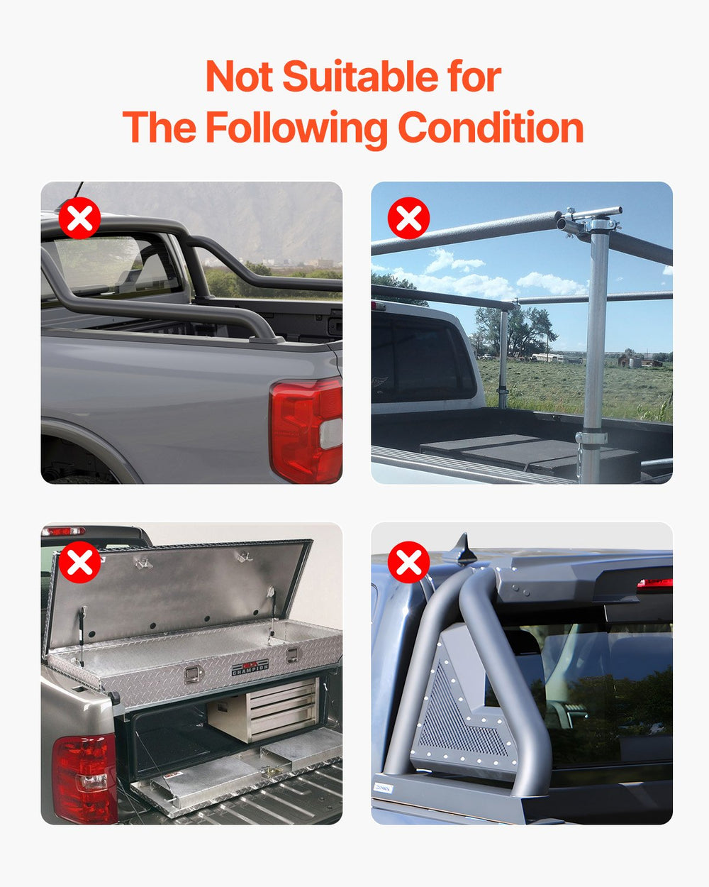 VEVOR Tri-Fold Truck Bed Tonneau Cover, Compatible with 2016-2023 Toyota Tacoma, 5' (60.5") Bed, Only Fit 5.0' x 4.6' (60.5" x 55.0") Inside Bed, 400 lbs Load Capacity, LED Light, Quick Folding, Black