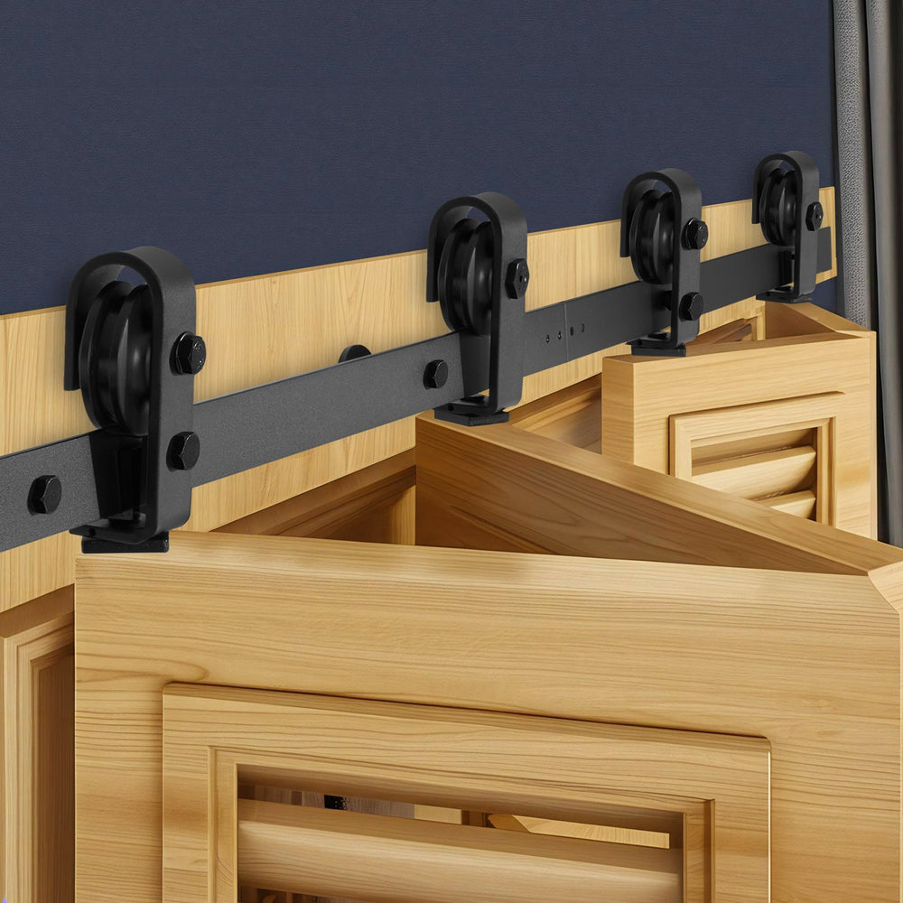 VEVOR Bi-Folding Sliding Barn Door Hardware Track Kit, 52" Top Mount Track Kit, Slide Smoothly & Quietly, Heavy Duty, Easy to Install, Suitable for Four 12" Closet Pantry Laundry Doors (Not Included)