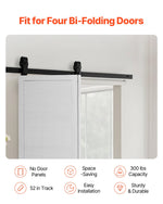 VEVOR Bi-Folding Sliding Barn Door Hardware Track Kit, 52" Top Mount Track Kit, Slide Smoothly & Quietly, Heavy Duty, Easy to Install, Suitable for Two 24" Closet Pantry Laundry Doors (Not Included)