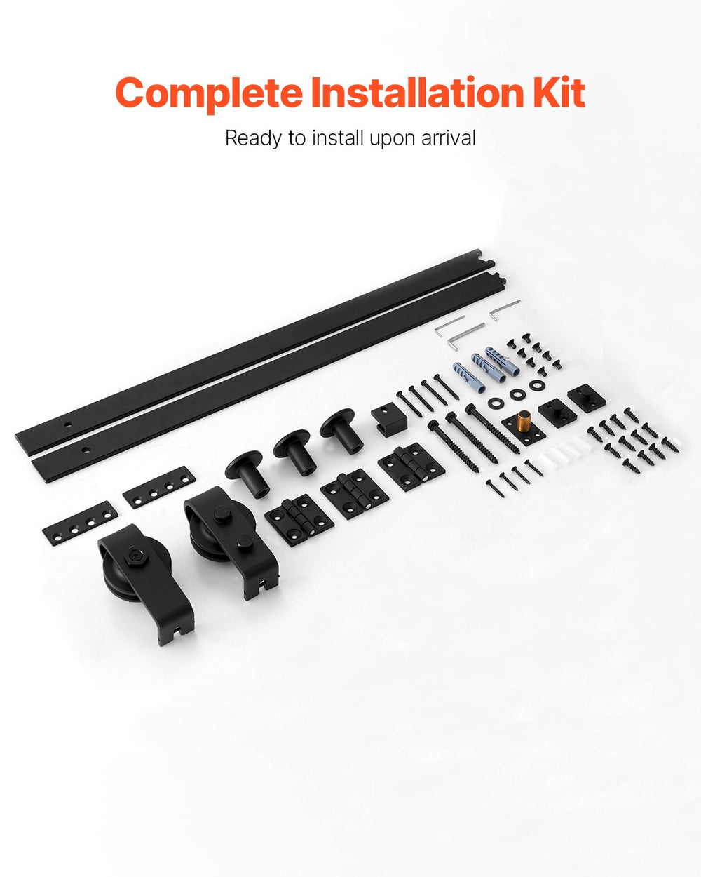 VEVOR Bi-Folding Sliding Barn Door Hardware Track Kit, 52" Top Mount Track Kit, Slide Smoothly & Quietly, Heavy Duty, Easy to Install, Suitable for Two 24" Closet Pantry Laundry Doors (Not Included)