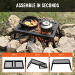 VEVOR Folding Campfire Grill Portable Camping Fire Pit Steel Outdoor BBQ Picnic