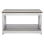 VEVOR 31.5" Farmhouse Coffee Table, Square Coffee Table with Open Storage Compartment, Wooden Rustic Cocktail Table for Living Room, Bedroom, Apartment, Studio, Gray & White