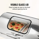 VEVOR Rectangle Roll Top Chafing Dish with 8.5L Pan Visual Glass Lid Fuel Holder