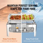 VEVOR Rectangle Roll Top Chafing Dish with 8.5L Pan Visual Glass Lid Fuel Holder