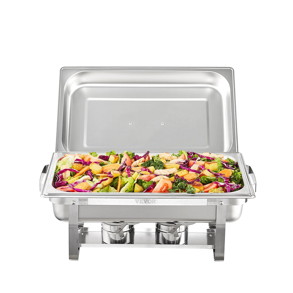 VEVOR 4-Pack Rectangle Chafing Dish Set with Full-Size 7.6L Pan Frame Fuel Holder