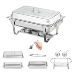 VEVOR 4-Pack Rectangle Chafing Dish Set with Full-Size 7.6L Pan Frame Fuel Holder