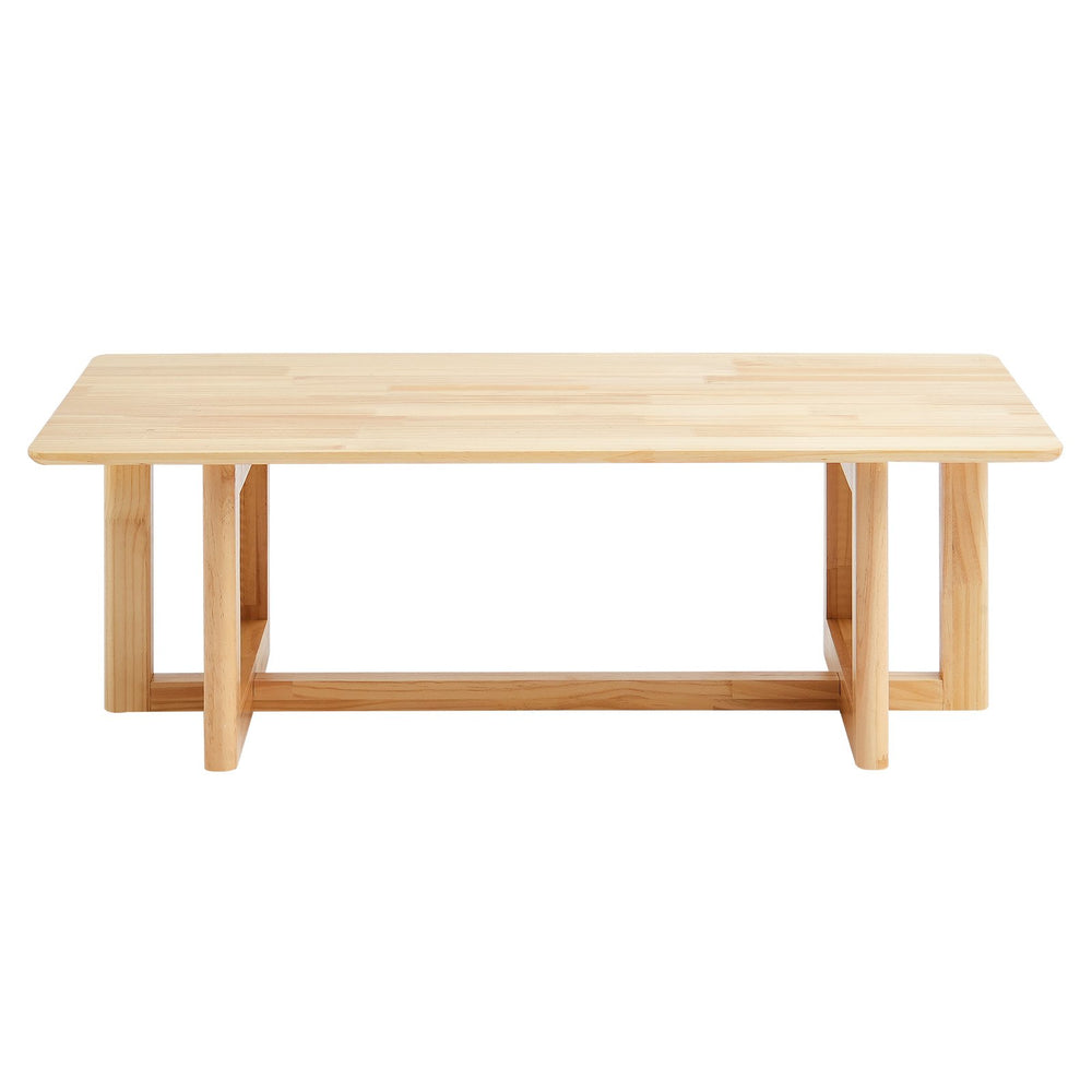 VEVOR Rattan Coffee Table, Rectangle Rattan Woven Wood Coffee Table with Rubber Wood Top, 47-Inch Modern Boho Storage Coffee Table with Natural Wood Legs, for Living Room, Bedroom & Small Spaces
