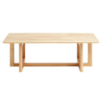 VEVOR Rattan Coffee Table, Rectangle Rattan Woven Wood Coffee Table with Rubber Wood Top, 47-Inch Modern Boho Storage Coffee Table with Natural Wood Legs, for Living Room, Bedroom & Small Spaces