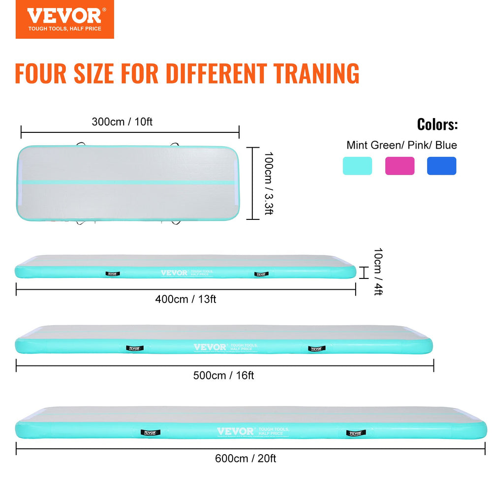 VEVOR 4 m Air Track Inflatable Training Tumbling Gymnastics Gym Mat with Pump