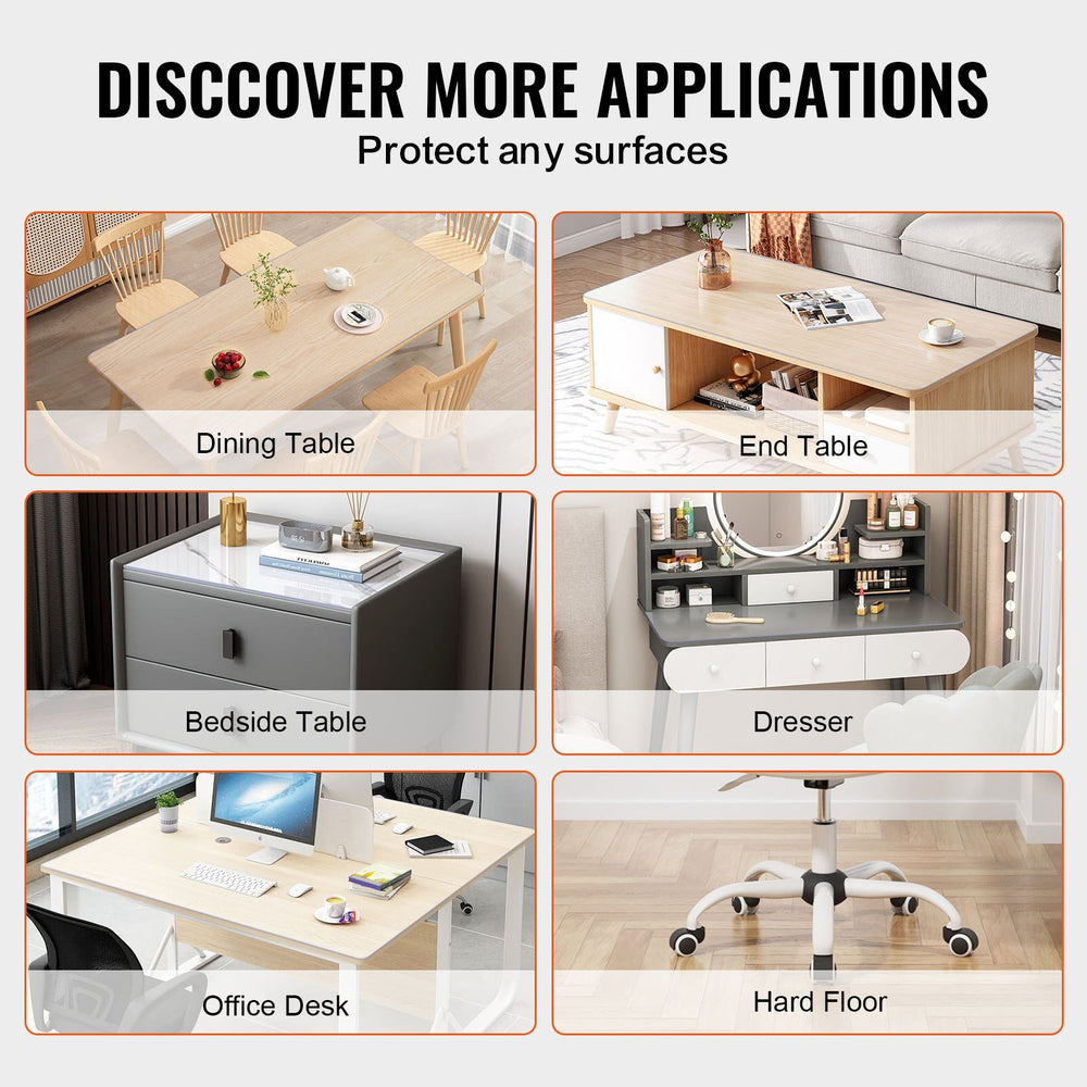 VEVOR Plastic Table Cover, 48 x 48 Inch 1.5 mm Thick Clear Table Protector, Square PVC Desk Mat, Waterproof & Easy Cleaning Desk Pad Tablecloth, for Office Dresser Dining Room Table Night Stand