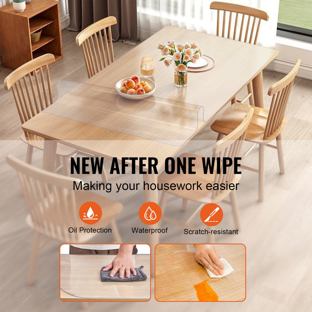 VEVOR Clear Table Cover Protector, 18" x 36" Rectangle Table Cover, 1.5 mm Thick PVC Plastic Tablecloth, Waterproof Desktop Protector for Writing Desk, Coffee Table, Dining Room Table