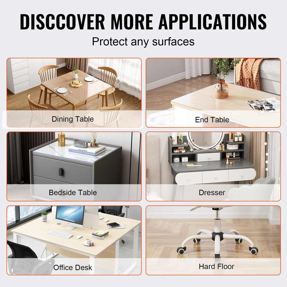 VEVOR Clear Table Cover Protector, 12" x12"/305 x 305 mm Table Cover, 1.5 mm Thick PVC Plastic Tablecloth, Waterproof Desktop Protector for Writing Desk, Coffee Table, Dining Room Table