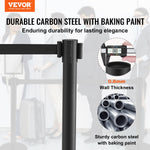 VEVOR Crowd Control Stanchions, 6-Pack Crowd Control Barriers, Carbon Steel Baking Painted Stanchion Queue Post with Sign Holder & 3PCS 6.5FT Retractable Belt, Belt Barrier Line Divider, Easy Assembly