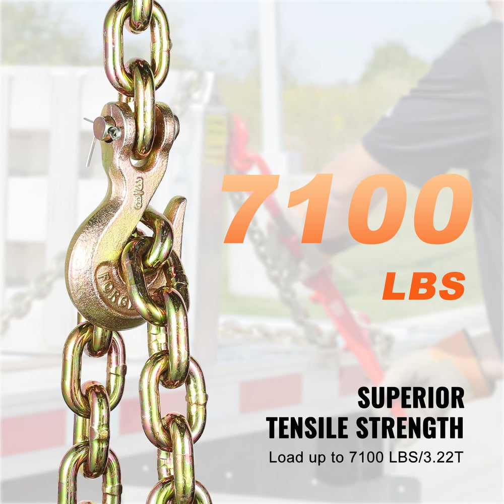 VEVOR Binder Chain G80 Tie Down Tow Chain with Hooks 9.5mm x 313.9cm 2 Pack 3220.5 kg