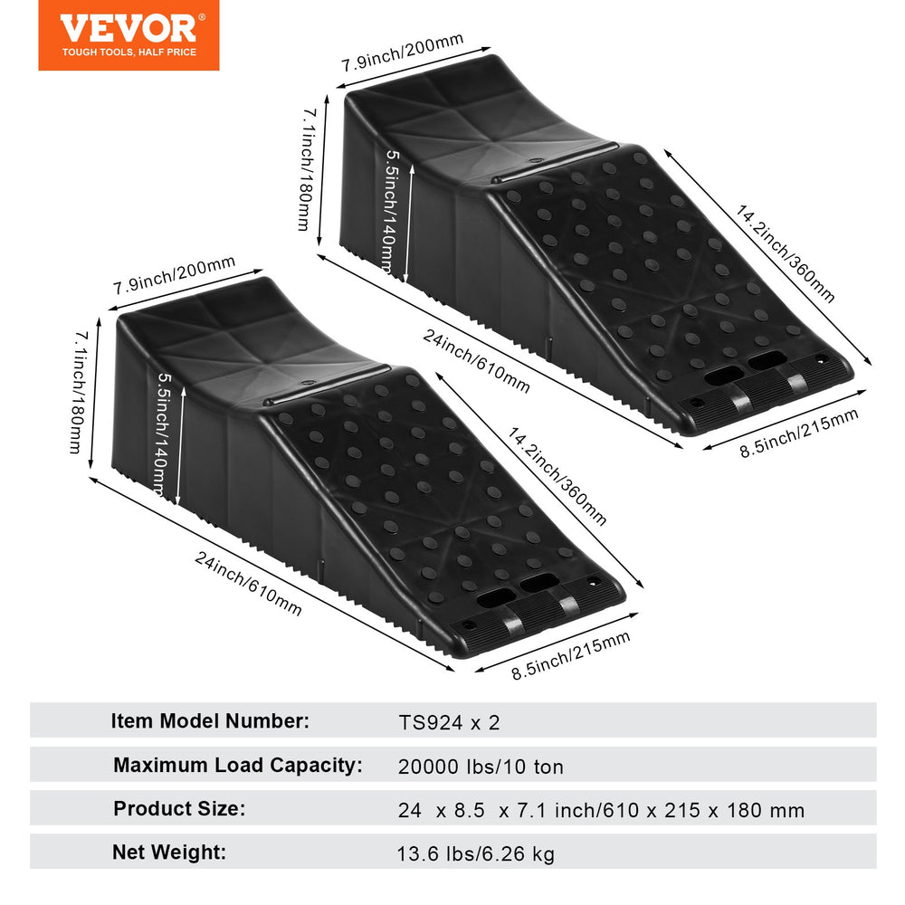 VEVOR Car Plastic Tandem Wheel Change Ramp Caravan Motor Home 20,000 lbs/9071.8 kg 2-Pack