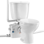VEVOR Macerating Toilet System with Powerful 800W Macerator Pump, Rear Discharge and Upflush Toilet For Basement, Dual Flush Water Disposal, Macerating Toilet System Kit with 4-Inlet, Space Saving