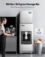 VEVOR Commercial Ice Maker, 400 Lbs/Day Ice Maker Machine, 180 Lbs Large Ice Storage Bin with 20 Lbs/Min Automatic Ice Dispensing, Self-Cleaning Ice Machine with Touchscreen for Bar, Cafe, Restaurant