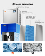 VEVOR Commercial Ice Maker, 400 Lbs/Day Ice Maker Machine, 180 Lbs Large Ice Storage Bin with 20 Lbs/Min Automatic Ice Dispensing, Self-Cleaning Ice Machine with Touchscreen for Bar, Cafe, Restaurant