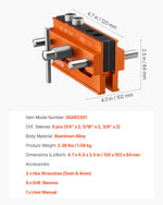 VEVOR Doweling Jig Kit, Self Centering Dowel Drill Jig for Straight Holes, Aluminum Alloy Woodworking Tools with 6 Drill Guide Bushings, Adjustable Width, for Wood Working, Drilling and Marking