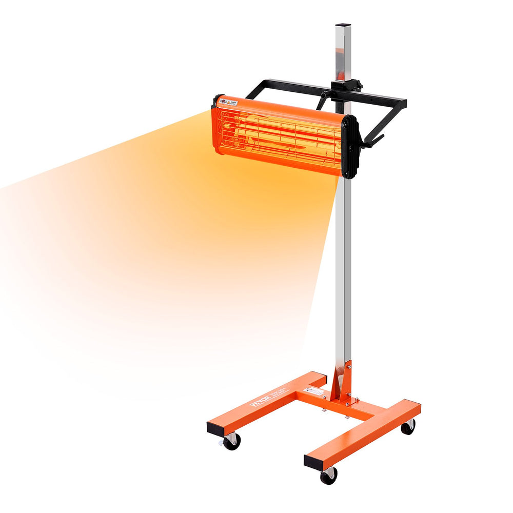 VEVOR Infrared Curing Lamp, 1500W 1-60 min Timing, Auto Heating Car Curing Light with Bracket, 3.44 sq.ft Baking Area Spray Baking Booth Heaters, Paint Dryer for On-Site Repair, Engine Drying