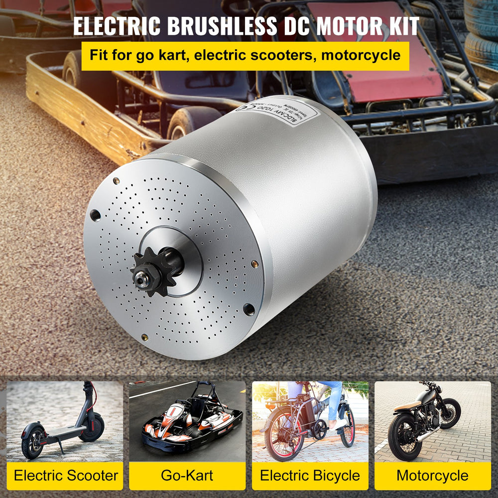 VEVOR 72V 3000W Brushless Motor Go Kart, 4900 RPM Brushless DC Motor with Speed Controller