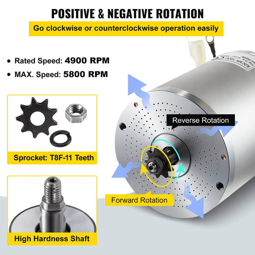 VEVOR 72V 3000W Brushless Motor Go Kart, 4900 RPM Brushless DC Motor with Speed Controller