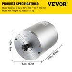 VEVOR 72V 3000W Brushless Motor Go Kart, 4900 RPM Brushless DC Motor with Speed Controller