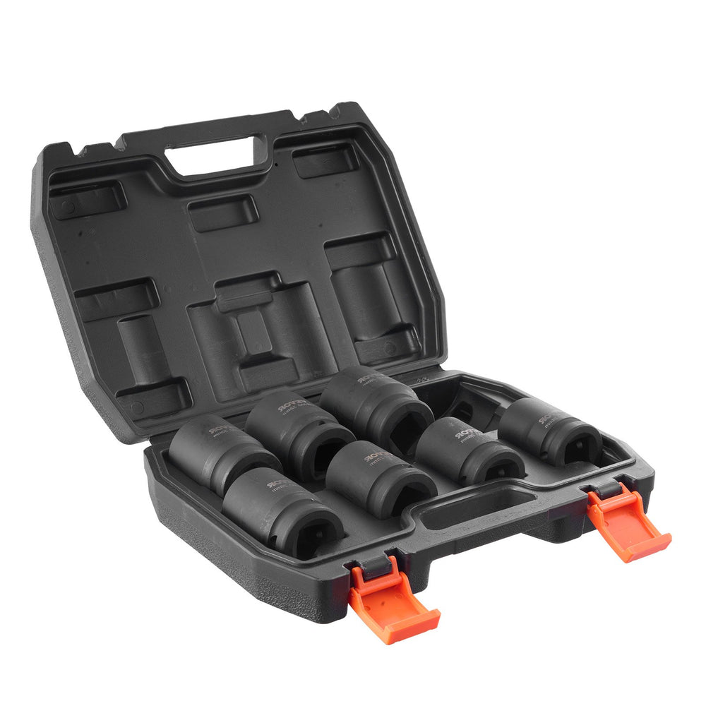 VEVOR Axle Nut Impact Socket Set, 3/4" Drive 6-Point 8-Piece Metric Spindle Nut Socket Set, CR-MO Heat Treated Large Socket Set with Storage Case, for Auto Repair, Removing or Installing Axle Nuts