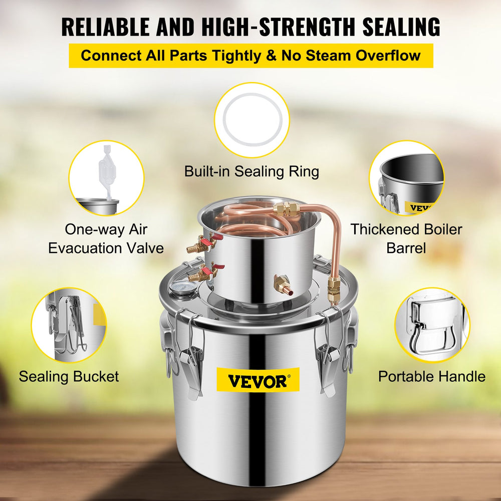 VEVOR Still Distillery Kit 20.8 L Essential Oil Distilling Kit w/ Water Pump