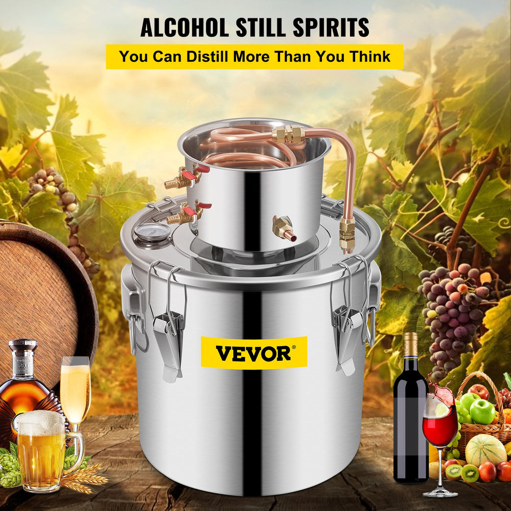 VEVOR Still Distillery Kit 36.3 L Essential Oil Distilling Kit w/ Water Pump