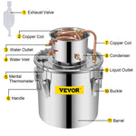 VEVOR Still Distillery Kit 36.3 L Essential Oil Distilling Kit w/ Water Pump
